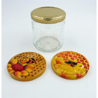 Round jar with twist off lid 250g honey jar Gold