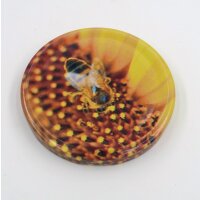 Rundglas mit Twist-off Deckel Sonnenblume Biene für 500g Honig 12 Stück